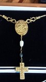 Saint Damien of Molokai necklace with Kukui Blossom Cross - Handmade in Hawaii
