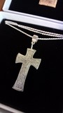 Hawaiian Sterling Silver Crucifix with Kukui Blossoms